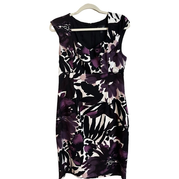 connected apparel Dresses & Skirts - Connected Purple & Black  Floral Sleeveless Dress Size 14